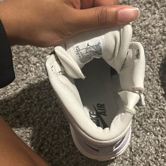 Purple and Navy blue platform high top Jordan 1s with a zipper. - Picture 5 of 6